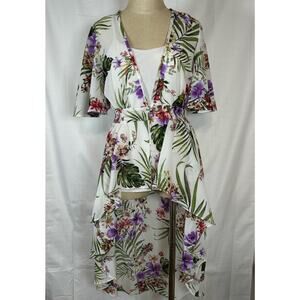 Haute Project Los Angeles Tropical Floral High Low Blouse Top Women's Size M